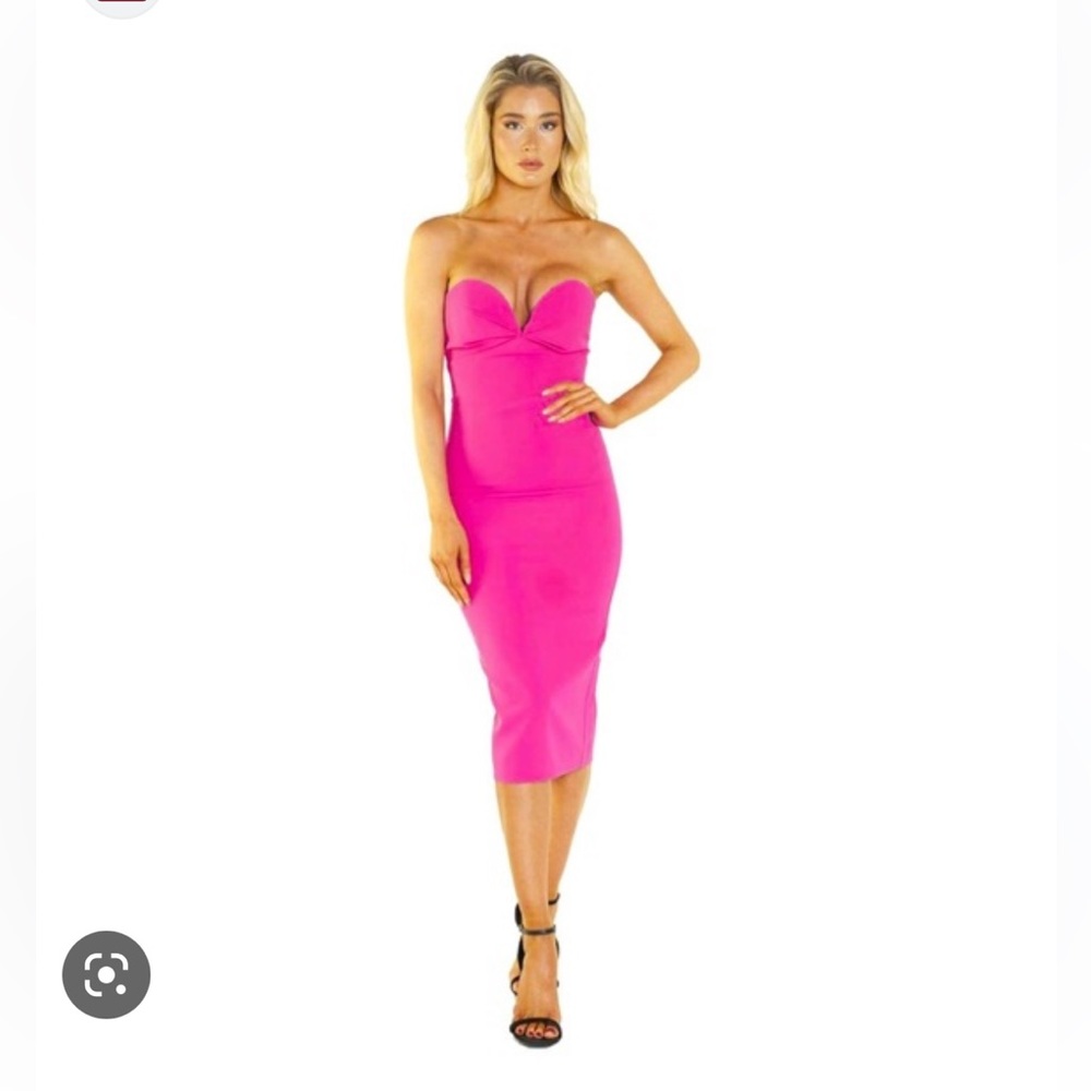 Bardot Strapless Sweetheart Sheath Midi Dress